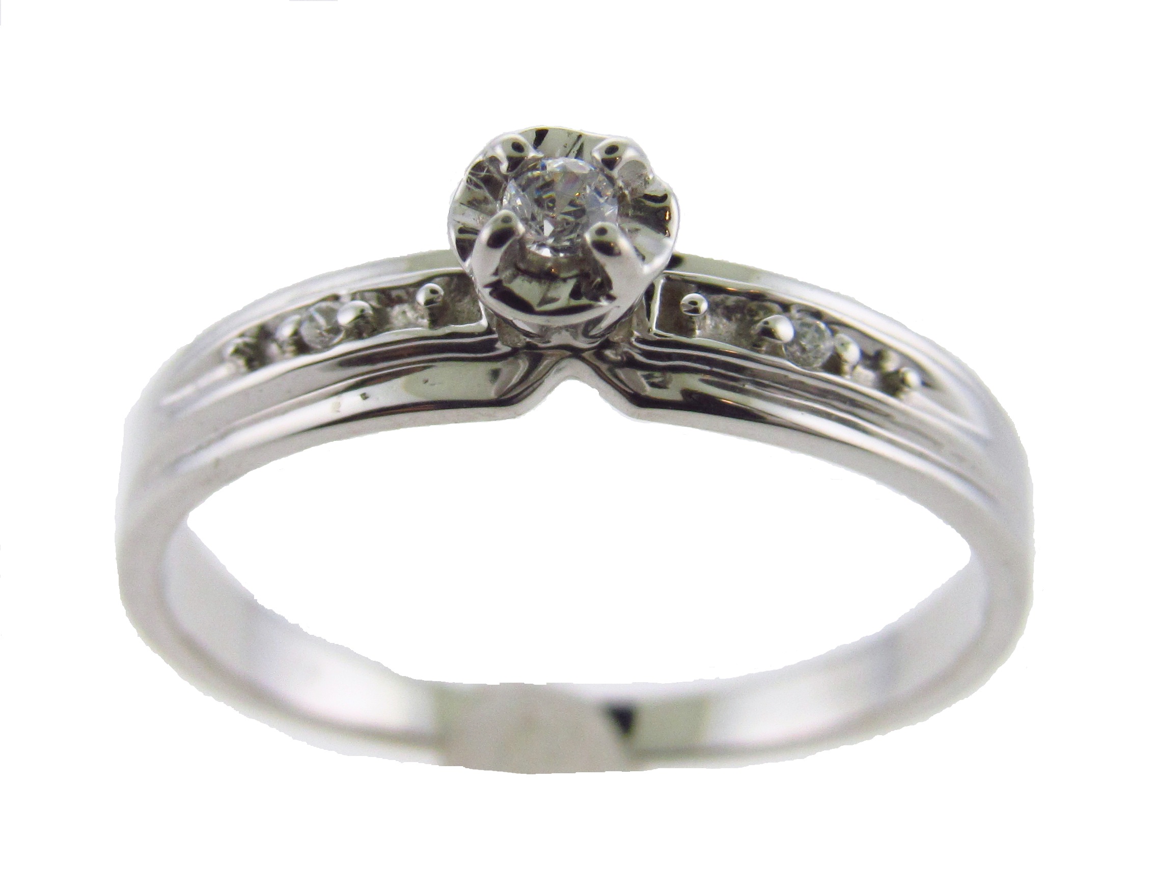 Genuine Diamond Engagement Ring Promise Ring 10kt White Gold Size 4